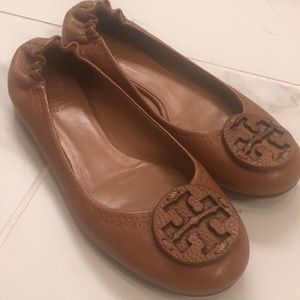 Tory Burch Pebbled leather brown ballet flats